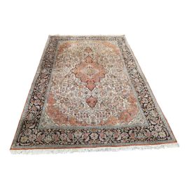 Vintage Kashmir 100% Silk Area Rug - 7′3″ × 10′7″