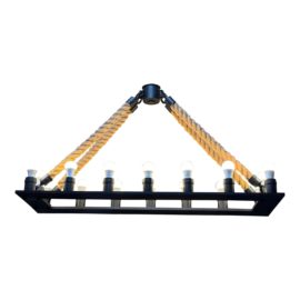 Restoration Hardware Rope + Antiqued Steel Rectangle Chandelier