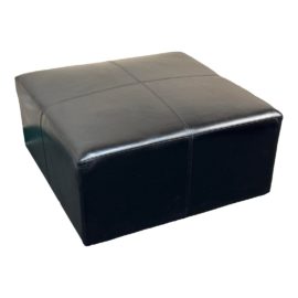 Restoration Hardware Rex Black Leather Ottoman. Original Price: $1,948