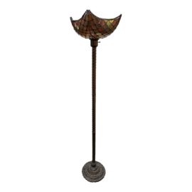 HomeRoots Tiffany-Style Beaded Torchiere in Bronze Finish