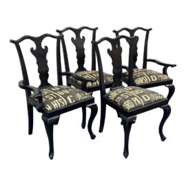 Vintage Style Yoke Back Dining Chairs, Set of Four