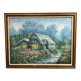 R. Weaver Framed Oil Painting - Cottage in an English Garden