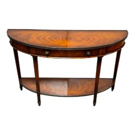 Theodore Alexander Bookmatched Demilune Console