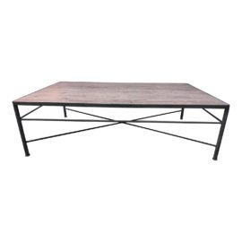 Custom Design Isabelle Wood Plank + Iron Coffee Table