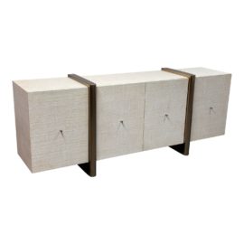 CB2 Dorset White Lacquered Linen Credenza. Original Price: $2,200
