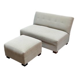 Crate & Barrel Armless Loveseat + Ottoman