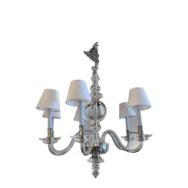 Blown Glass Six Arm Chandelier