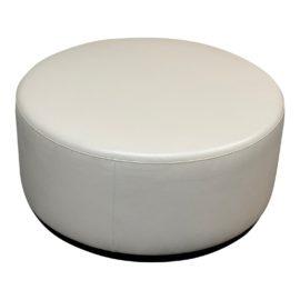 Crate & Barrel Zoey Oyster Leather Round Ottoman. Original Price: $400
