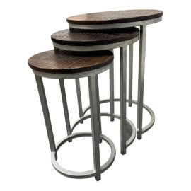 Wood + Steel Nesting Tables Three Piece Set