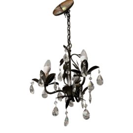 Wrought Iron With Cut Crystal Floral Inspired Chandelier