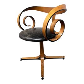 George Mulhauser “Scroll” Swivel Arm Chair for Plycraft
