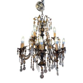 Vintage Twelve Light Crystal Chandelier