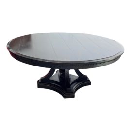 Restoration Hardware Geoffrey Hawkes St. James Large Round Dining Room Table in Antiqued Black. Original Price: $4,200