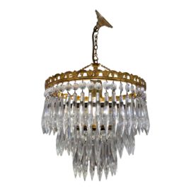 Edwardian Style Three Tier Cut Glass Chandelier