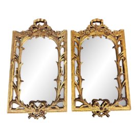 Art Nouveau Golden Framed Mirrors, a Pair