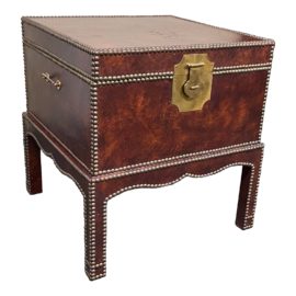 Vintage Leather Trunk Style Side Table