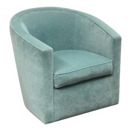 A. Rudin Mint Velvet No.761 Barrel Back Swivel Chair by Kendall Wilkinson. Original Price: $4,000