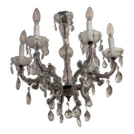 Vintage Six Light Bohemia Cut Crystal Clear Chandelier