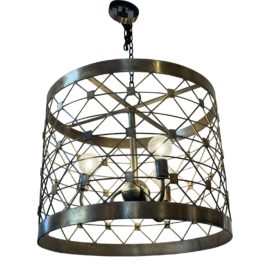 Florence Broadhurst Hollow Square Brass Finish 3 Light Chandelier. Original Price: $646