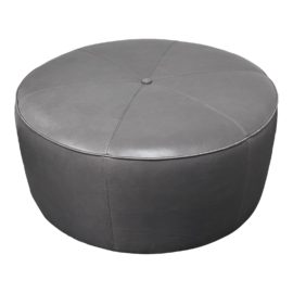 Robert Barahona Custom Design Leather Wrap Gray Ottoman. Original Price: $1,500