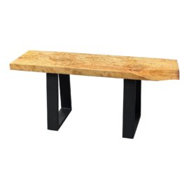 Ponderosa Millworks Live Edge Lombardy Poplar Wood + Metal Legs Bench/Table