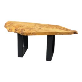 Ponderosa Millworks Live Edge Lombardy Poplar Wood + Metal Legs Bench/Table