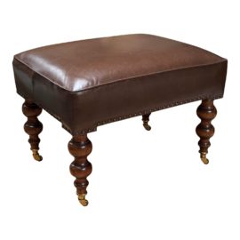 Custom Vintage Style Leather Ottoman