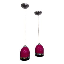 Oggetti Luce Fantasia Belle Greca Red Quadro Single Pendants, a Pair