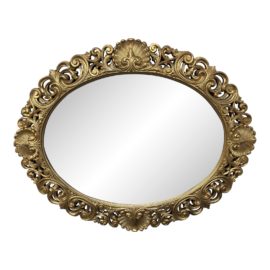 Neoclassical Italian Shell Giltwood Oval Wall Mirror