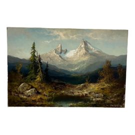 Hans Wagner Original Artwork Mountain Landscape, 1924. Original Price: $1,000