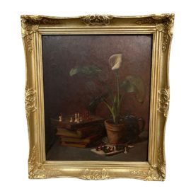 Original Oil Panel Still Life Calla Lily in Gold Frame, Signed. Original Price: $5,000