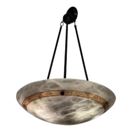 Basic Source Alabaster + Etched Bowl Light Pendant. Original Price: $2,200