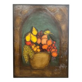 Circa 1999 Stephanie Gardner Fruit Basket Still Life Artwork