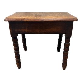 Antique Distressed Tiger Oak Wood Side Table