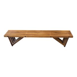 Mid Century Style Walnut Slated Bench