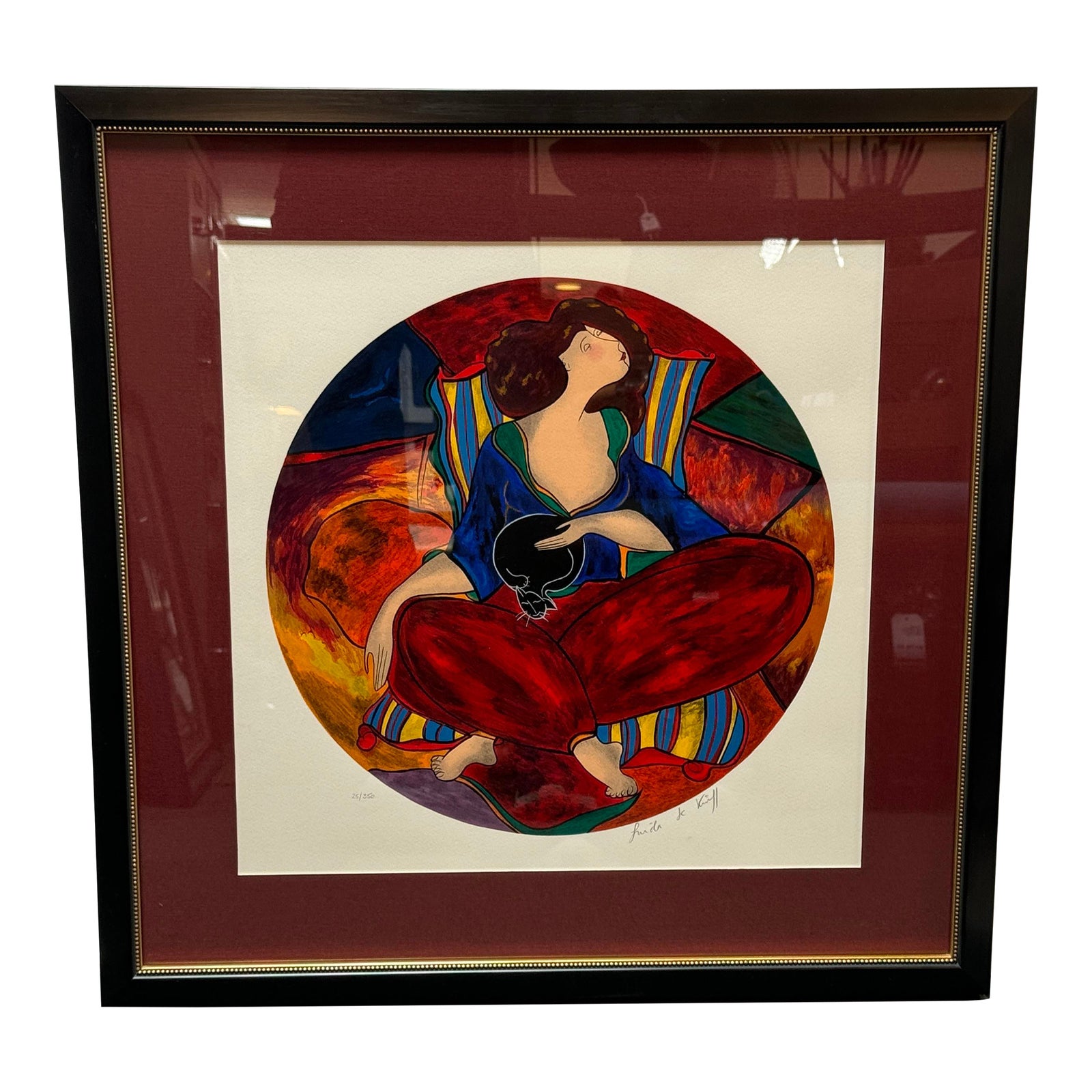Linda Le Kinff “Femme Au Chat” Limited Edition Print 35/250 