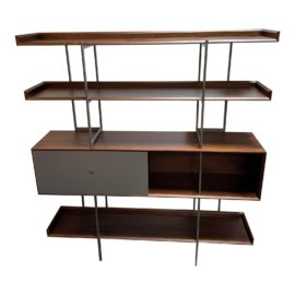 BDI Jeff Bare Margo 5 Shelf Toasted Walnut + Fog Grey Etagere. Original Price: $4,480