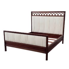 California King Mahogany + Taffeta Upholstered Bed Frame. Original Price: $26,445