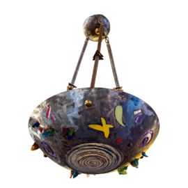 Lightspan Copper Dome + Art Glass Pendant Light Fixture