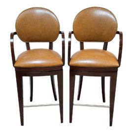 Berman Rosetti Jake Leather Barstools, a Pair. Original Price: $3,428