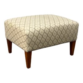 Vintage Tan With Silk Embroidered Upholstery Ottoman