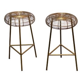 Meridian Furniture Gold Wire Counter Stools, a Pair