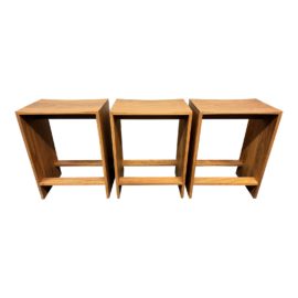 Henrybuilt Symbol Walnut Counter Stools, a Set of Three. Original Price: $4,140