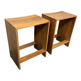 Henrybuilt Symbol Walnut Counter Stools, a Set of Two. Original Price: $2,760