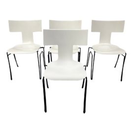 John Hutton for Donghia White Klismos Dining Chairs, Set of Four