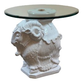 Vintage Ceramic Ram Side Table