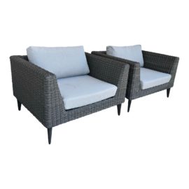 West Elm Marina Living All-Weather Outdoor Arm Chairs, a Pair. Original Price: $1,999