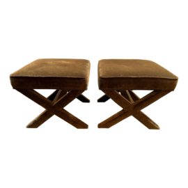 Jonathan Adler Velvet X Base Stools, a Pair Original Price: $1,390