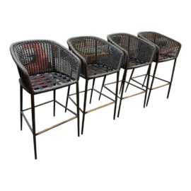 NEW Janus Et Cie Knot Outdoor Barstools + Covers, Set of Four. Original Price: $9,504