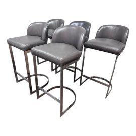 Van Thiels for Restoration Hardware 1960's Rome Leather Barstools, Set of Five. Original Price: $5,500